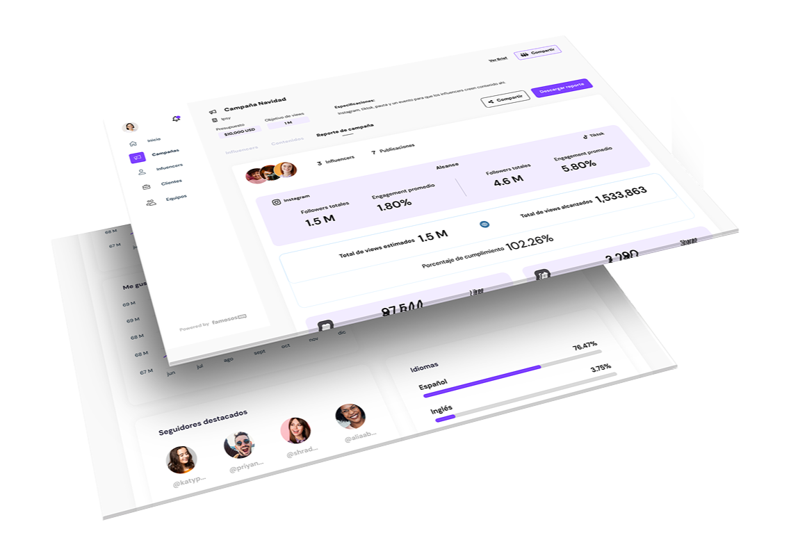 FAMOSOS platform screens overview